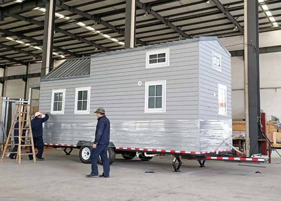 Modern Modular Wpc Board Prefabricated Tiny House On Wheel With Light Steel Frame