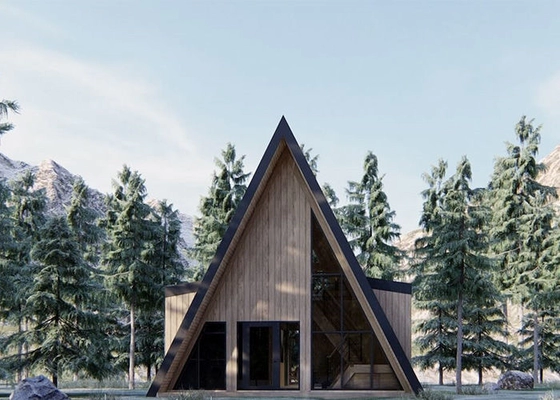 Custom Fast Prefabricated Hotel A Frame Cabin With Steel Structure