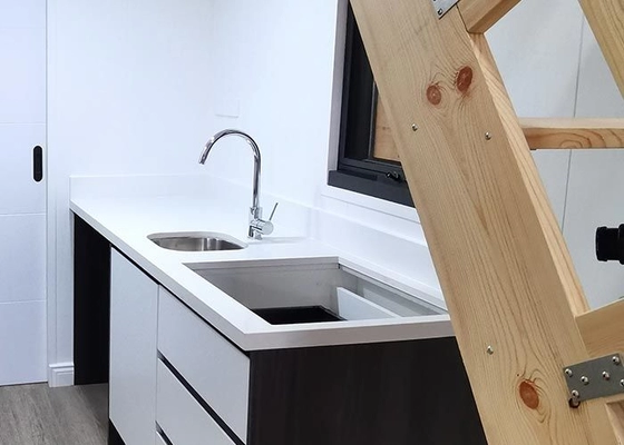 Light Steel Prefab Tiny House On Wheels: Featuring Metal PU Sandwich Panel Wall And Trailer