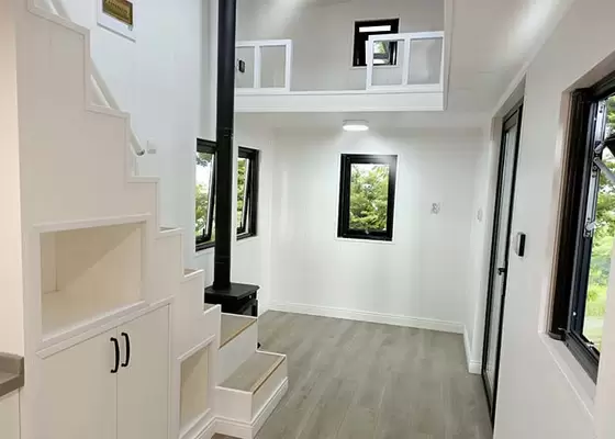 Austrilia Standard Light Steel Prefabricated Tiny House On Wheels With WPC Board Wall