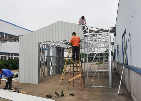 China White Moisture Proof Construction Steel Metal  Shelters / Car Sheds With Light Steel Frame