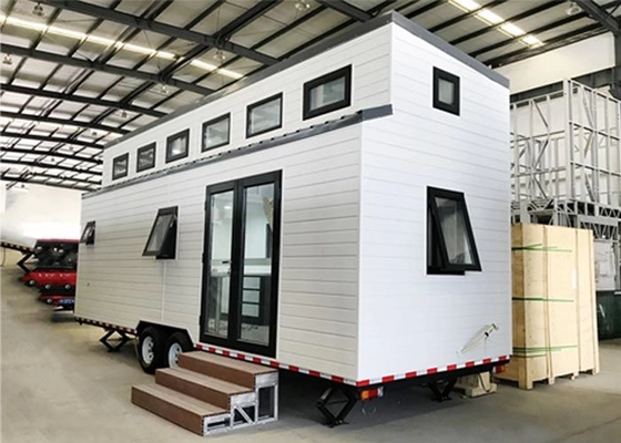 Light Steel Prefab Tiny House On Wheels: Featuring Metal PU Sandwich Panel Wall And Trailer