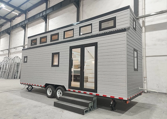 Light Steel Prefab Tiny House With Metal PU Sandwich Panel Wall And Trailer
