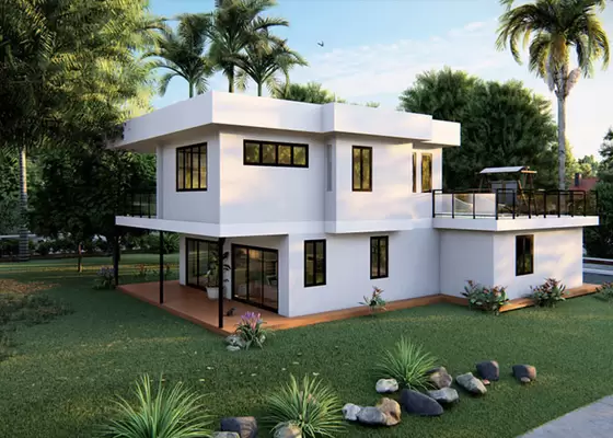 Easy Installation Light Steel Structure Ready-Made Home With 2PAC Cabins And Stone Countertop