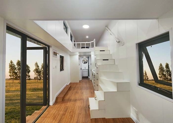 Metal Roof Prefabricated tiny House on wheels With Air Conditioning And Furniture Options