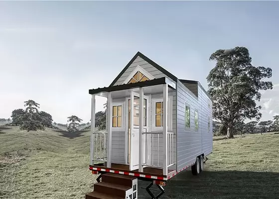 Modern Modular Wpc Board Prefabricated Tiny House On Wheel With Light Steel Frame