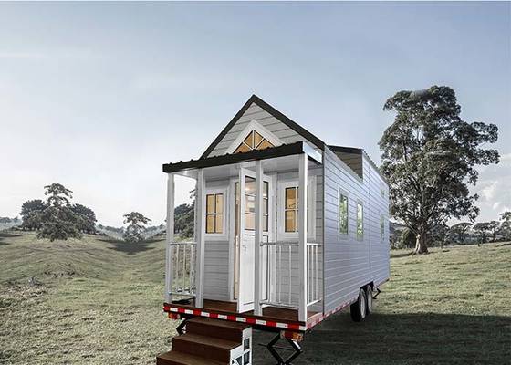 Modern Modular Wpc Board Prefabricated Tiny House On Wheel With Light Steel Frame