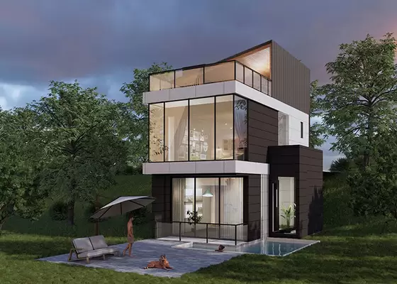 AS/NZS/USA Standard Prefab Light Steel Frame House For Living Luxury Modular Hotel Unit