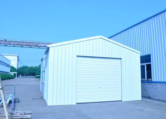 Fireproof Light Steel Frame Metal Prefab Car Shed With Steel Sheet Cladding Park home