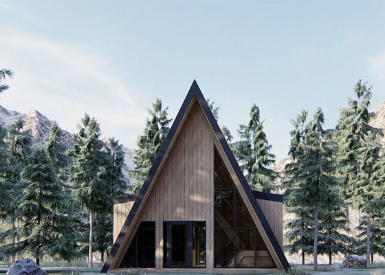 Custom Fast Prefabricated Hotel A Frame Cabin With Steel Structure