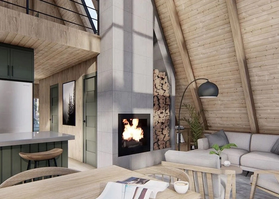 Custom Fast Prefabricated Hotel A Frame Cabin With Steel Structure