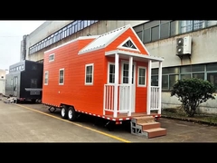 Light Steel Frame Prefab Tiny House On Wheels With Small Terrace For Sale And For Rent