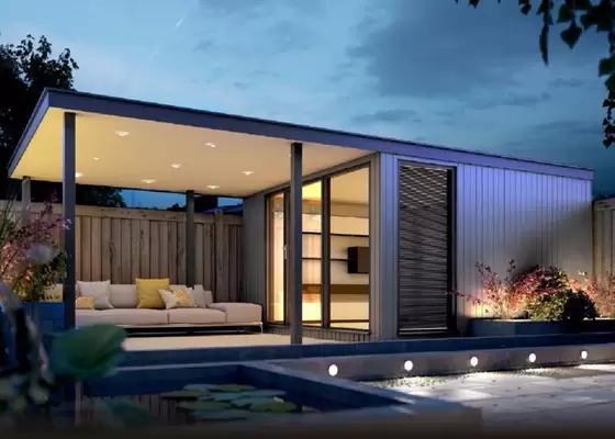 Light Gauge Steel Frame Prefab Modular Homes Garden Office With Double Glass Windows