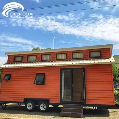 Prefab Tiny House Ready To Ship Made Steel Frame With Trailer On Wheels