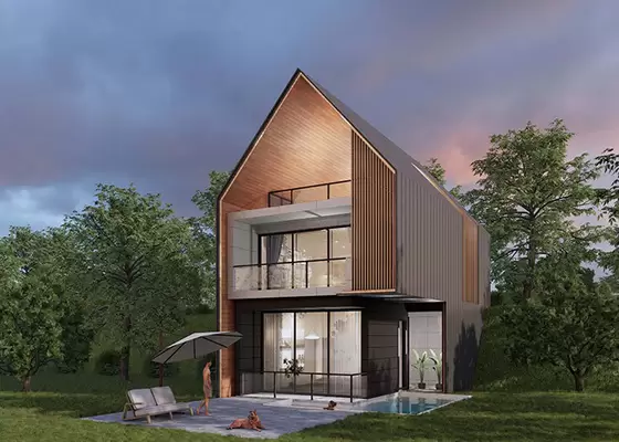 AS/NZS/USA Standard Prefab Light Steel Frame House With Garden Terrace