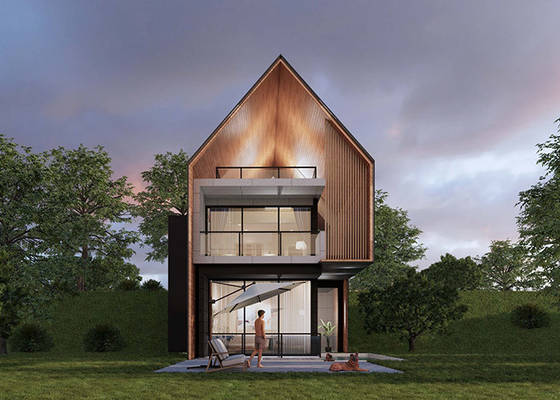 AS/NZS/USA Standard Prefab Light Steel Frame House With Garden Terrace