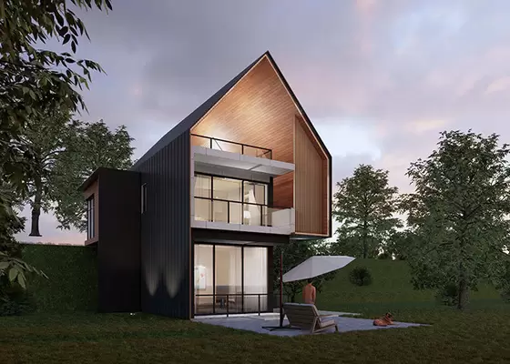 AS/NZS/USA Standard Prefab Light Steel Frame House With Garden Terrace