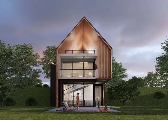 AS/NZS/USA Standard Prefab Light Steel Frame House With Garden Terrace