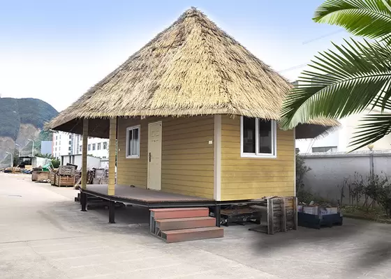 Modern Prefab Steel Yellow Overwater Bungalow laminated flooring prefabricated hotel