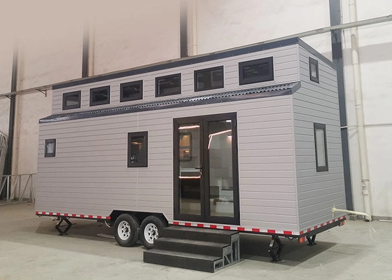 Wheeled Light Steel Prefab Tiny House With Metal PU Sandwich Panel Wall And Trailer