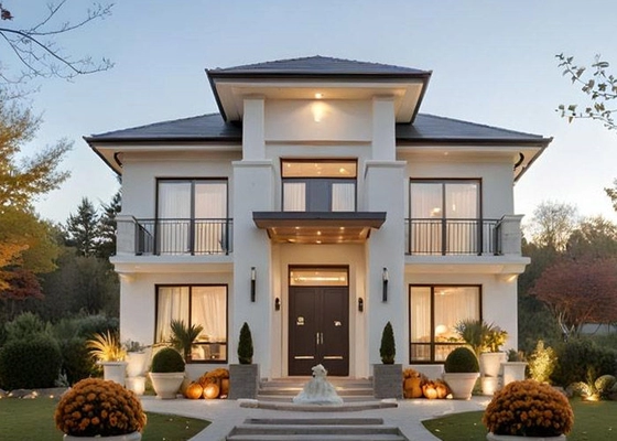 NS / AS Light Steel Villa Prefab With Doubel Glass PVC Sliding Windows