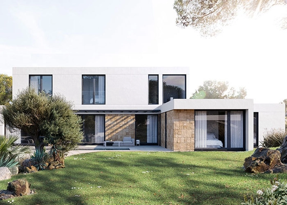 ICC ES Certification Luxury Two 2 Story Prefabricated House With Windows Double Glass PVC Sliding Windows