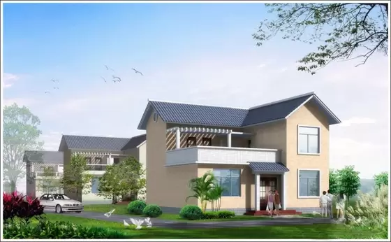 2 Story Light Steel Prefabricated Woden House , White Prefab Steel House Modular Home