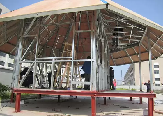 Modern Prefab Steel Yellow Overwater Bungalow laminated flooring prefabricated hotel