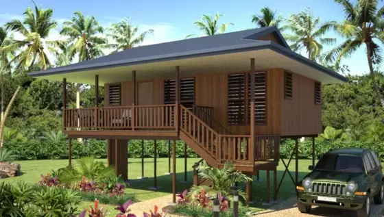 Prefab Light Steel Structure Beach Bungalows Wooden Look House