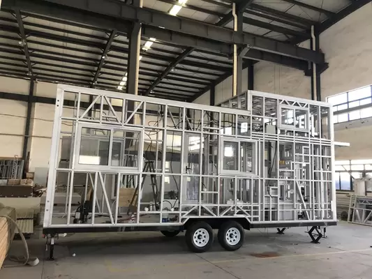 Prefab Tiny House Ready To Ship Made Steel Frame With Trailer On Wheels