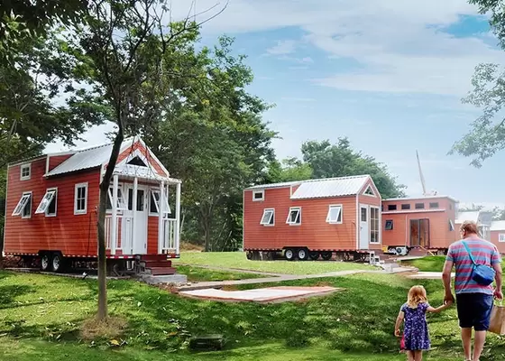 Camping Travel Trailer Integrated Prefabricated Tiny House Prefab Light Steel Frame House