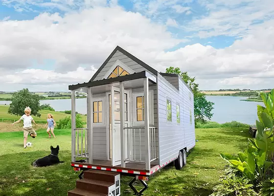 Prefabricated Light Steel Frame Tiny House On Wheels Long Life Span Tiny Prefab Homes