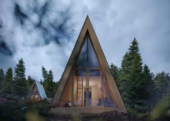 Prefab Light Steel Hotel Unit Space Frame Tiny Building Wooden Cabins For Houliday