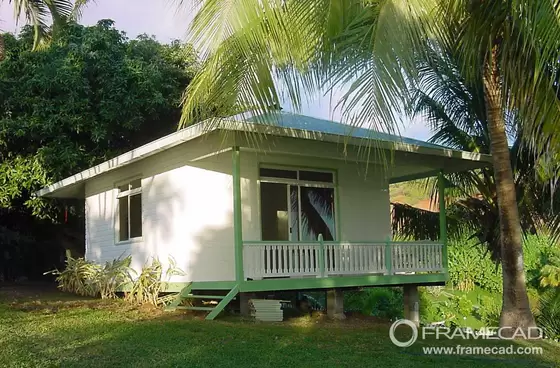 One Bedroom Steel Beach Bungalow , Small Prefab House Kits , LIght Steel Foundation