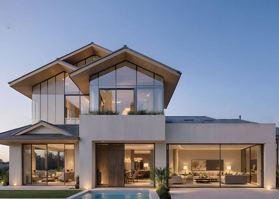 Luxury Prefab House Single Family Home Prefabricated House Luxury 2 Story Customizable Steel House Kits