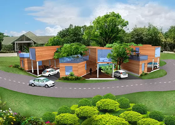 PVC Ceiling Panel Modular Cabin Unit / Prefabricated Home With Aluminium Sliding Doors