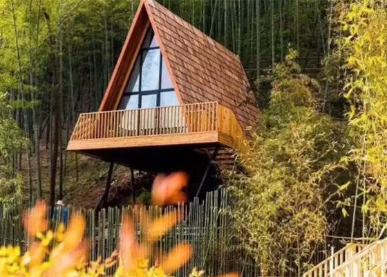 Prefab House Kits , Modern Light Steel Frame Bungalow，Holiday resort triangle house, mobile house,wooden house
